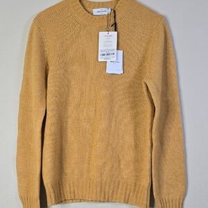 Gran Sasso Men's Italia Virgen Wool Round Neck Knit Sweater Golden Glow Size M/L